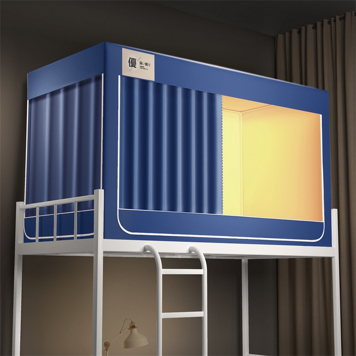 91家纺网 家纺一手货源 找家纺 佳梦家纺 2025新款素色遮光学生坐床蚊帐 天蓝色