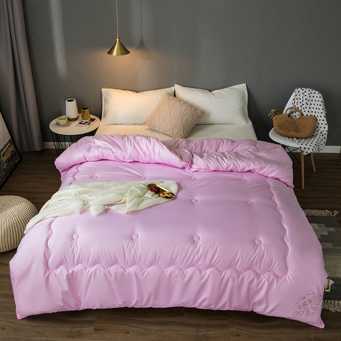 91家纺网 家纺一手货源 找家纺 VIP被业 2025新款简约无味纯色羊毛被冬被被子被芯 粉色