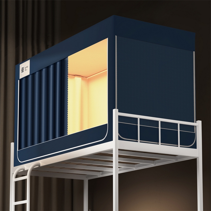 91家纺网 家纺一手货源 找家纺 佳梦家纺 2025新款素色遮光学生坐床蚊帐 丈青色