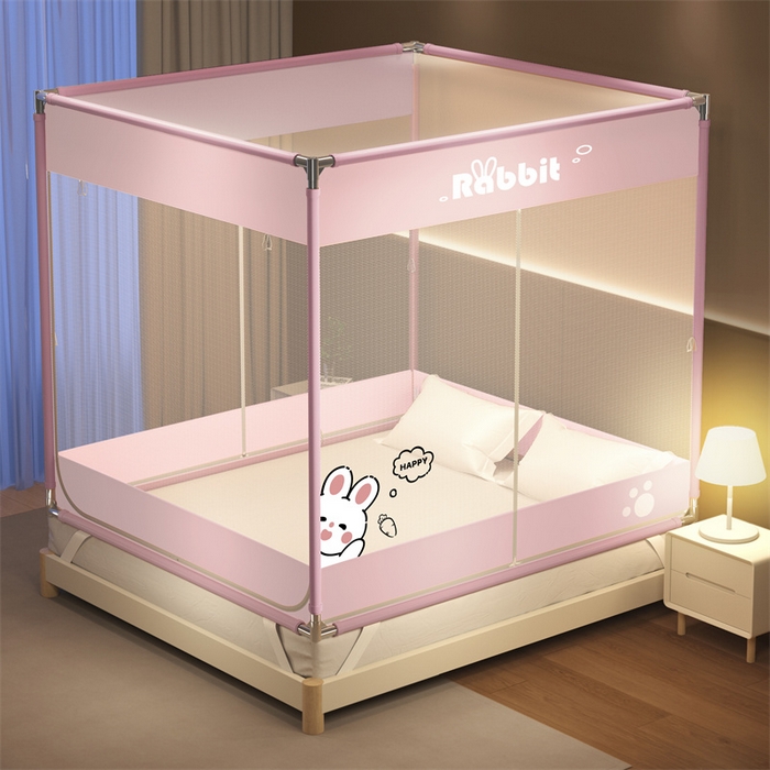 91家纺网 家纺一手货源 找家纺 佳梦家纺 2025新款防摔坐床蚊帐-T门烫画系列 春风小雅