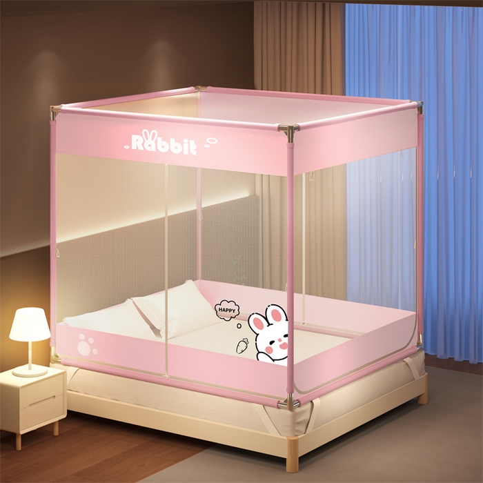 91家纺网 家纺一手货源 找家纺 佳梦家纺 2025新款防摔坐床蚊帐-T门烫画系列 春风小雅