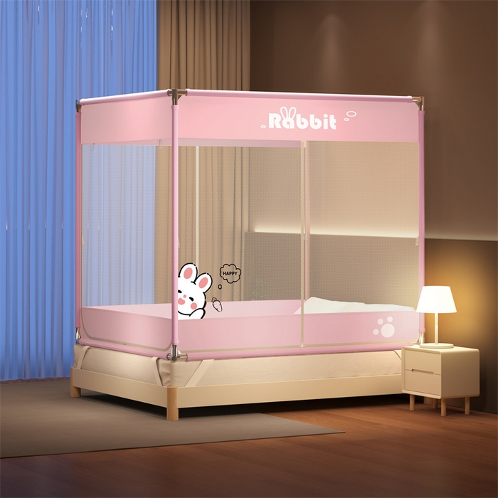 91家纺网 家纺一手货源 找家纺 佳梦家纺 2025新款防摔坐床蚊帐-T门烫画系列 春风小雅