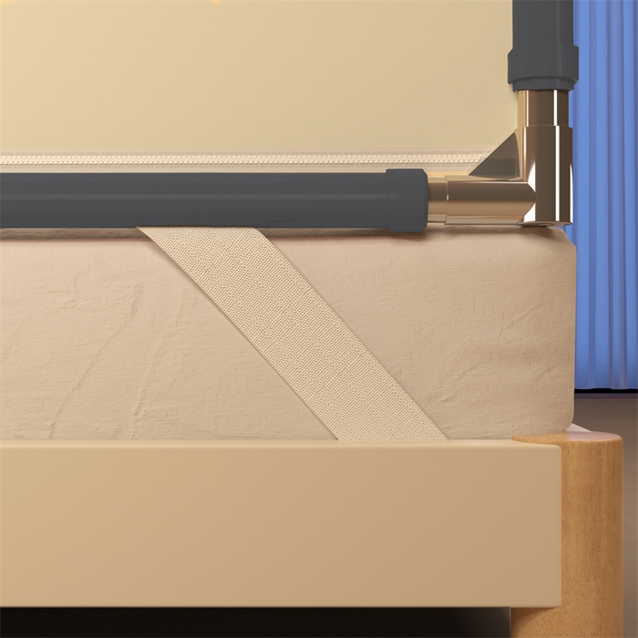 91家纺网 家纺一手货源 找家纺 佳梦家纺 2025新款防摔坐床蚊帐-T门烫画系列 西西里-奶油黄