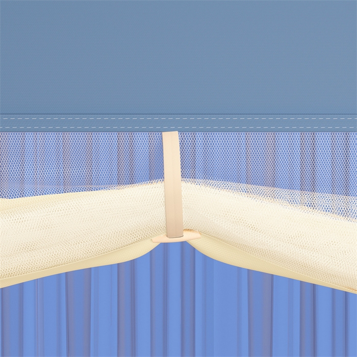 91家纺网 家纺一手货源 找家纺 佳梦家纺 2025新款防摔坐床蚊帐-T门烫画系列 西西里-晴空蓝