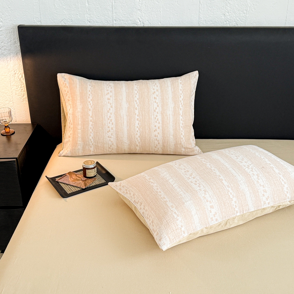 眠博士 2025新款全棉提花磨毛单枕套 提花磨毛枕套-梦雨杏