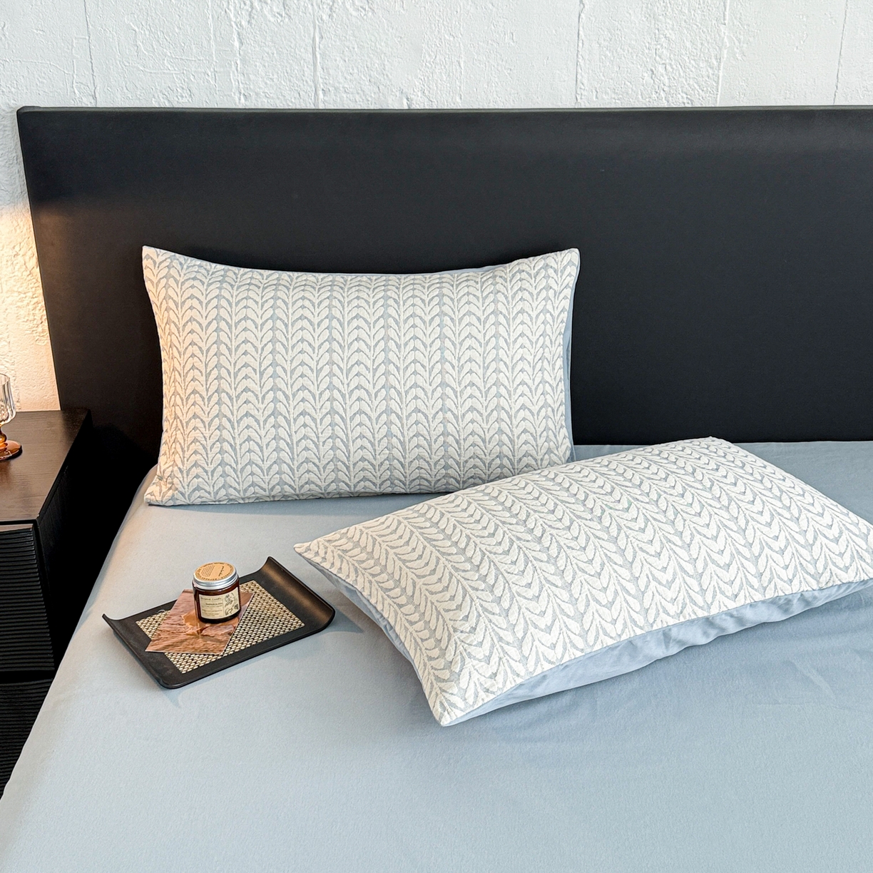 眠博士 2025新款全棉提花磨毛单枕套 提花磨毛枕套-荞麦蓝