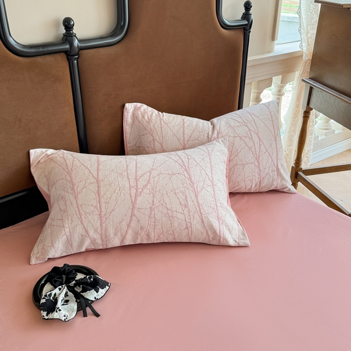 眠博士 2025新款全棉提花磨毛单枕套 提花磨毛枕套-飒姿粉
