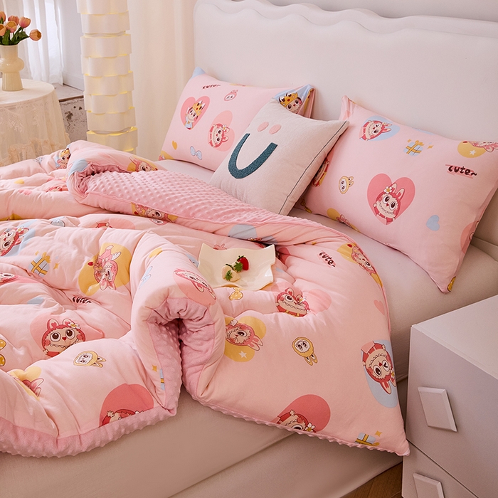 91家纺网 家纺一手货源 找家纺 天瑜家纺 2025新款针织棉豆豆绒大豆被冬被被子被芯 拉布粉