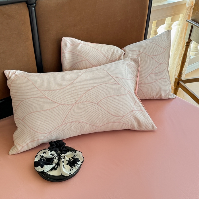 眠博士 2025新款全棉提花磨毛单枕套 提花磨毛枕套-雾切粉