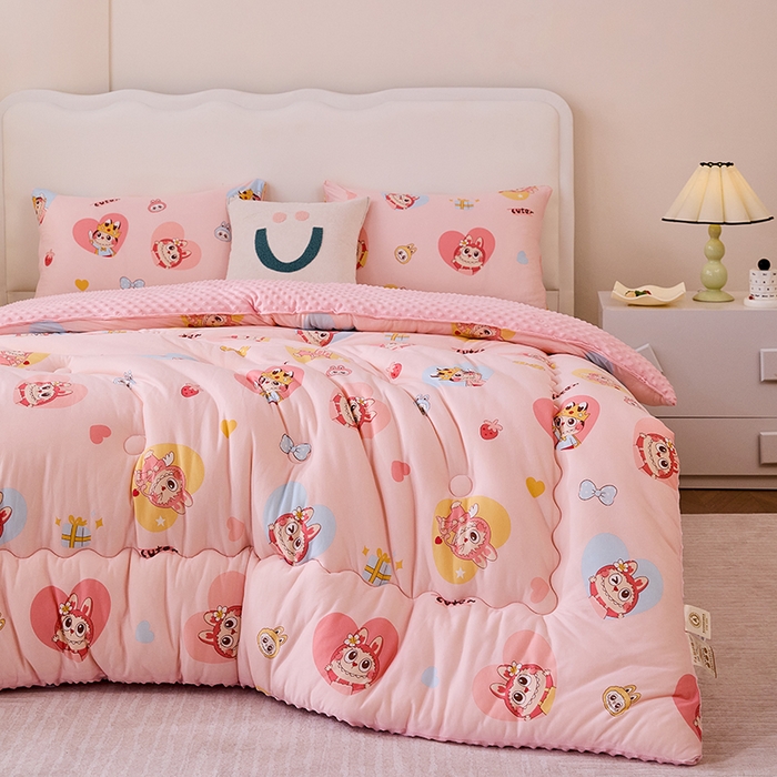 91家纺网 家纺一手货源 找家纺 天瑜家纺 2025新款针织棉豆豆绒大豆被冬被被子被芯 拉布粉