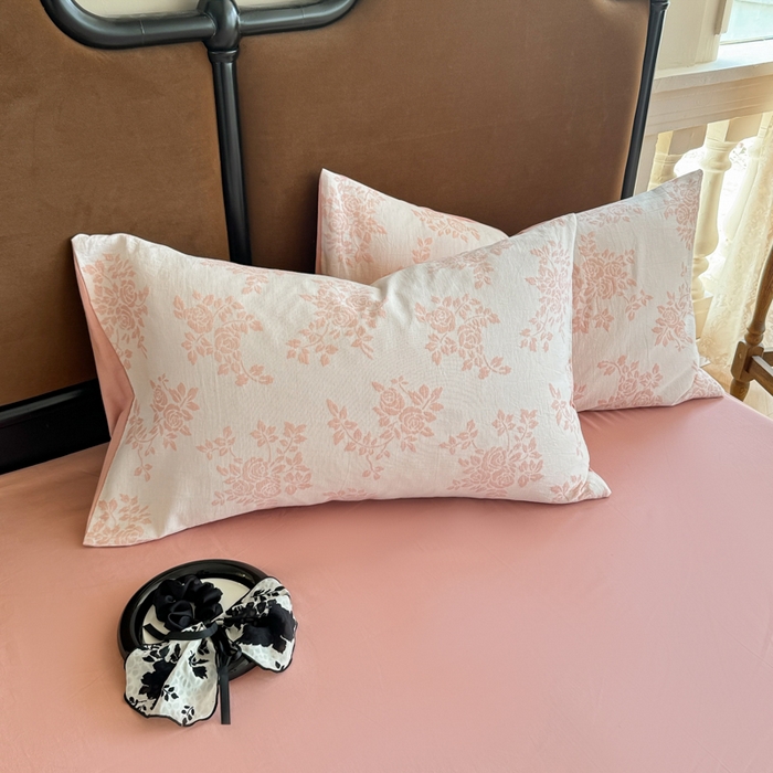 眠博士 2025新款全棉提花磨毛单枕套 提花磨毛枕套-长夏粉