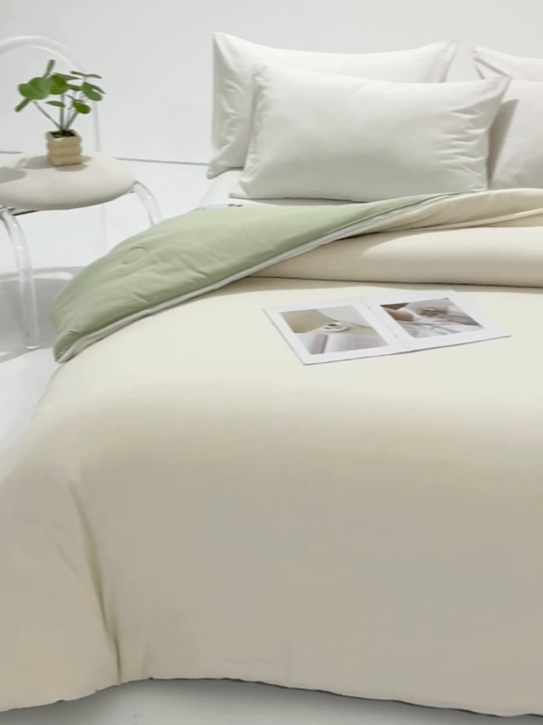 91家纺网 家纺一手货源 找家纺 VIP被业 2025新款双拼贴标大豆子母被冬被被子被芯 米拼绿