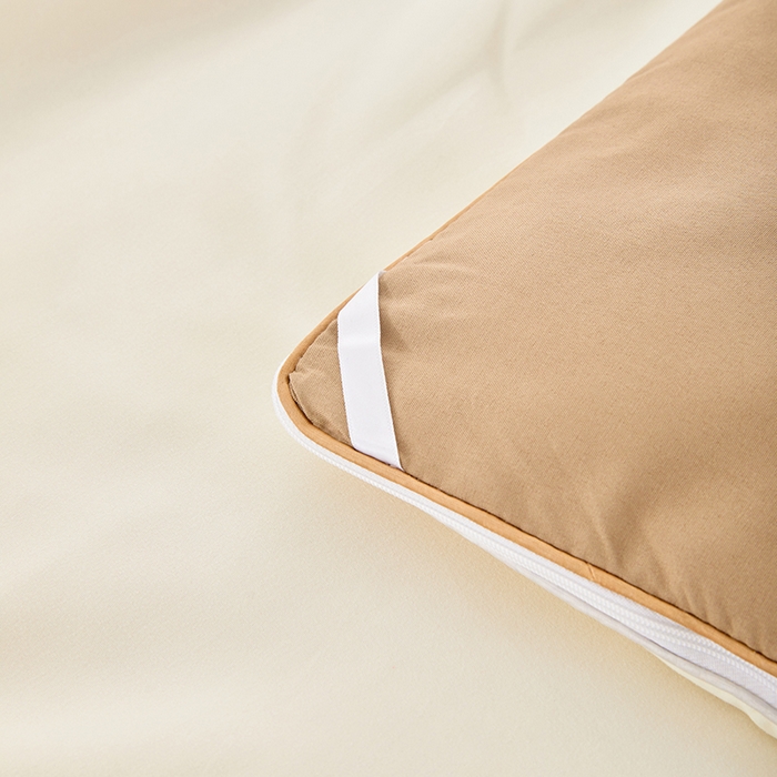 91家纺网 家纺一手货源 找家纺 VIP被业 2025新款双拼贴标大豆子母被冬被被子被芯 米拼卡其