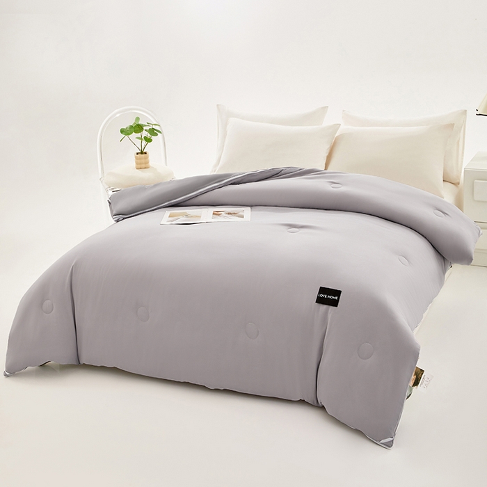 91家纺网 家纺一手货源 找家纺 VIP被业 2025新款双拼贴标大豆子母被冬被被子被芯 深灰拼浅灰