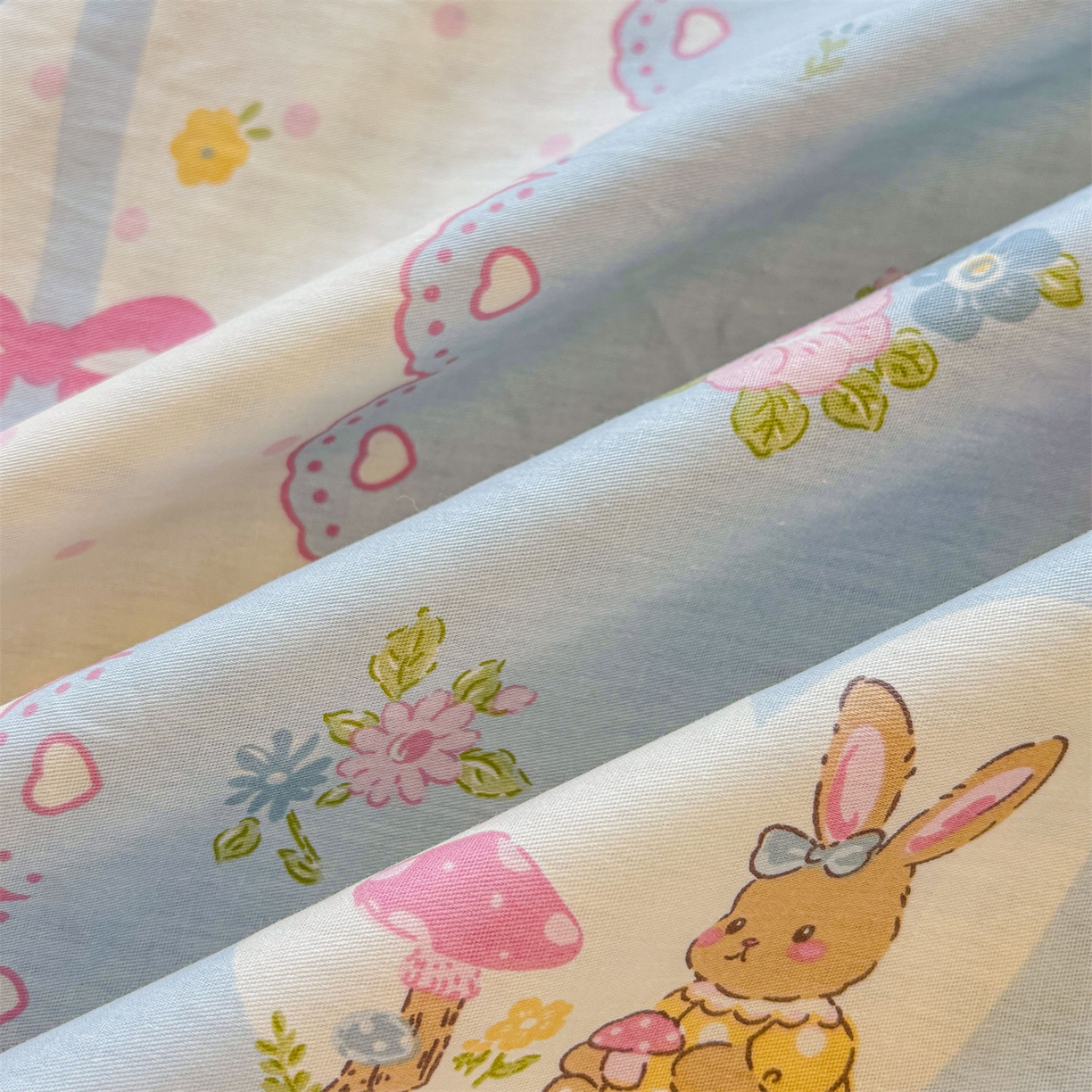 91家纺网 家纺一手货源 找家纺 花梦欣 2025新款全棉纯棉印花单品系列-多规格枕套单品枕套枕套单件 花丛兔兰