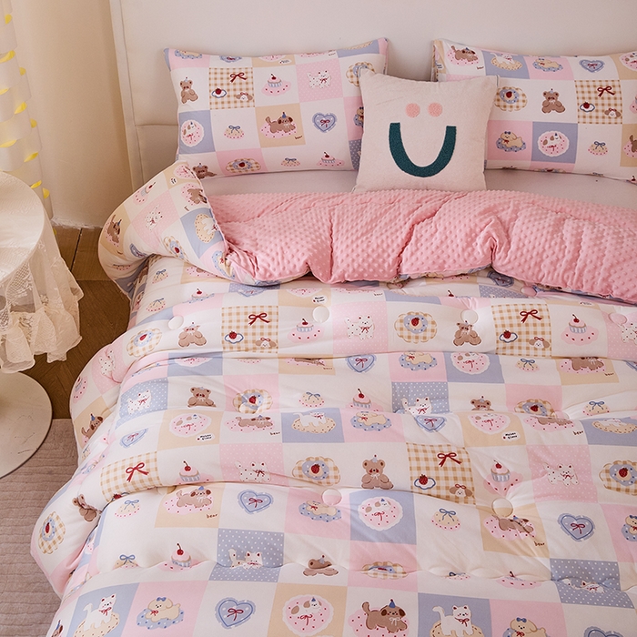 91家纺网 家纺一手货源 找家纺 天瑜家纺 2025新款针织棉豆豆绒大豆被冬被被子被芯 甜心宝贝