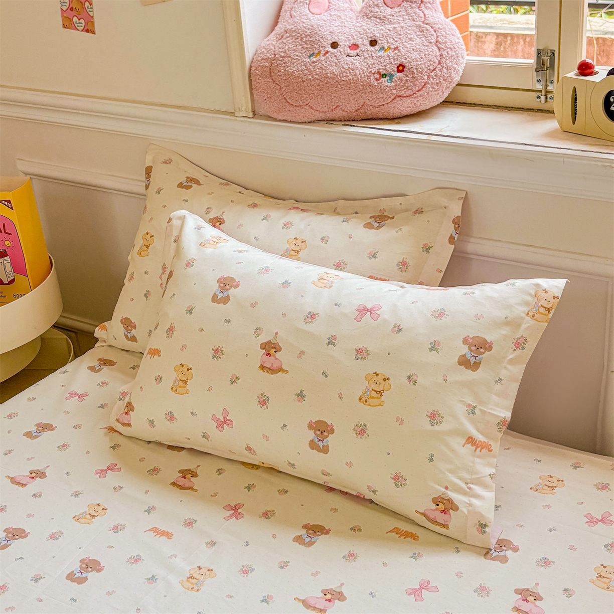 91家纺网 家纺一手货源 找家纺 花梦欣 2025新款全棉纯棉印花单品系列-多规格枕套单品枕套枕套单件 酷卡小狗