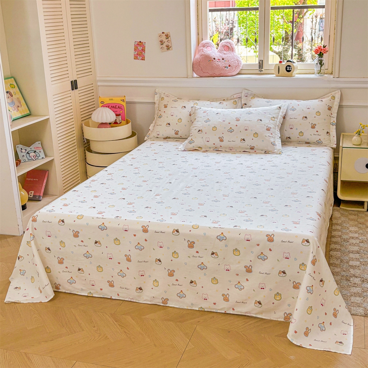 91家纺网 家纺一手货源 找家纺 花梦欣 2025新款全棉纯棉印花单品系列-多规格枕套单品枕套枕套单件 萌宠国度