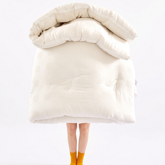 91家纺网 家纺一手货源 找家纺 VIP被业 2025新款华夫格全棉纯棉大豆被被子被芯 白色