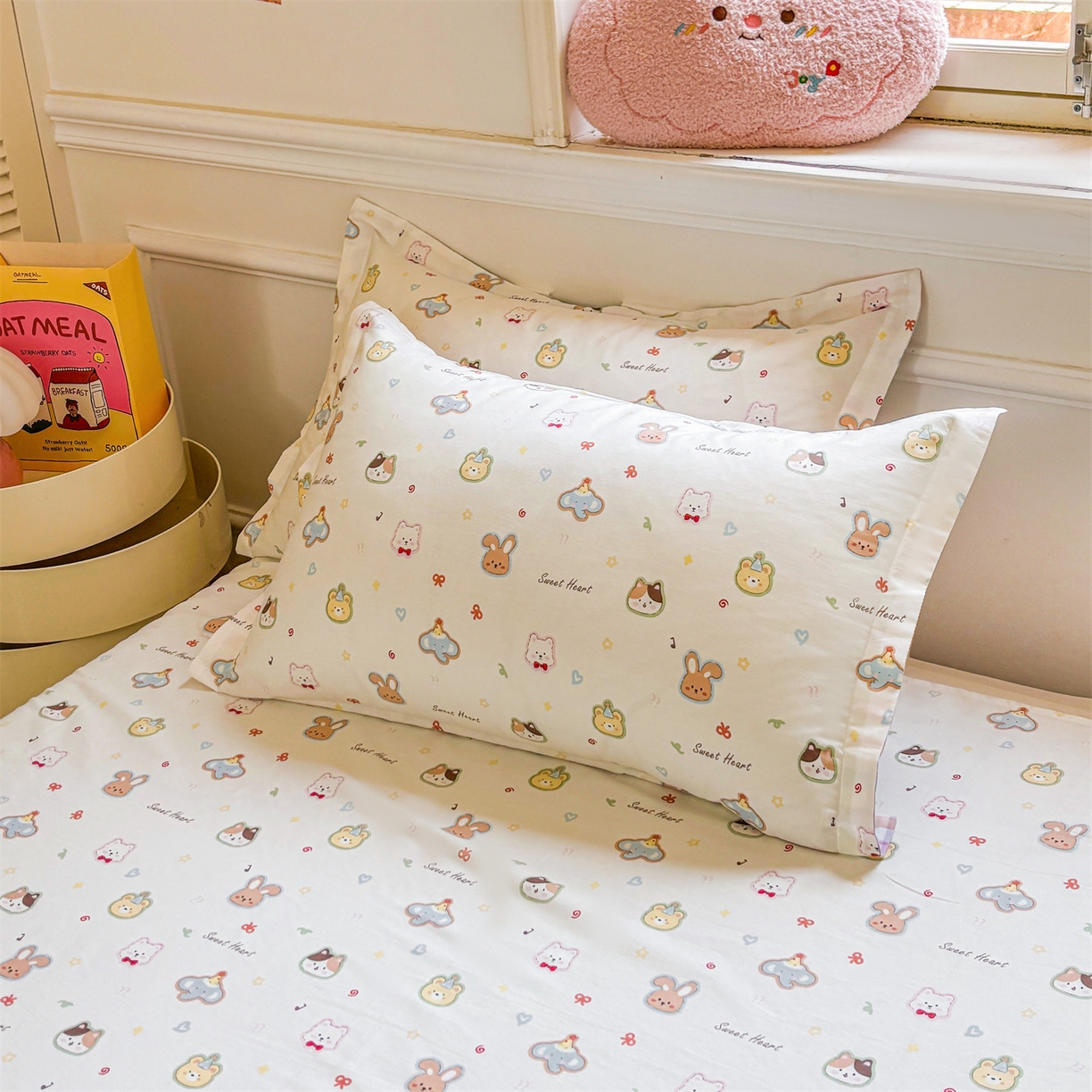 91家纺网 家纺一手货源 找家纺 花梦欣 2025新款全棉纯棉印花单品系列-多规格枕套单品枕套枕套单件 萌宠国度