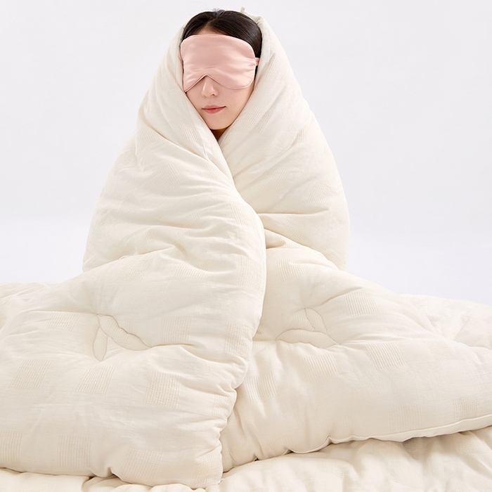 91家纺网 家纺一手货源 找家纺 VIP被业 2025新款华夫格全棉纯棉大豆被被子被芯 白色