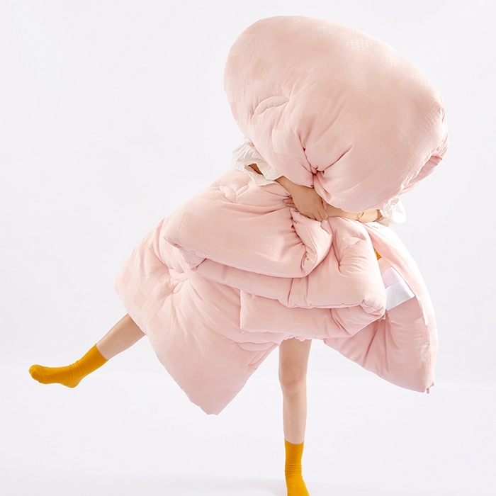 91家纺网 家纺一手货源 找家纺 VIP被业 2025新款华夫格全棉纯棉大豆被被子被芯 粉色