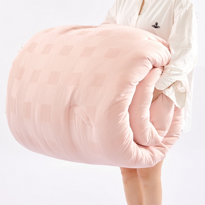 91家纺网 家纺一手货源 找家纺 VIP被业 2025新款华夫格全棉纯棉大豆被被子被芯 粉色