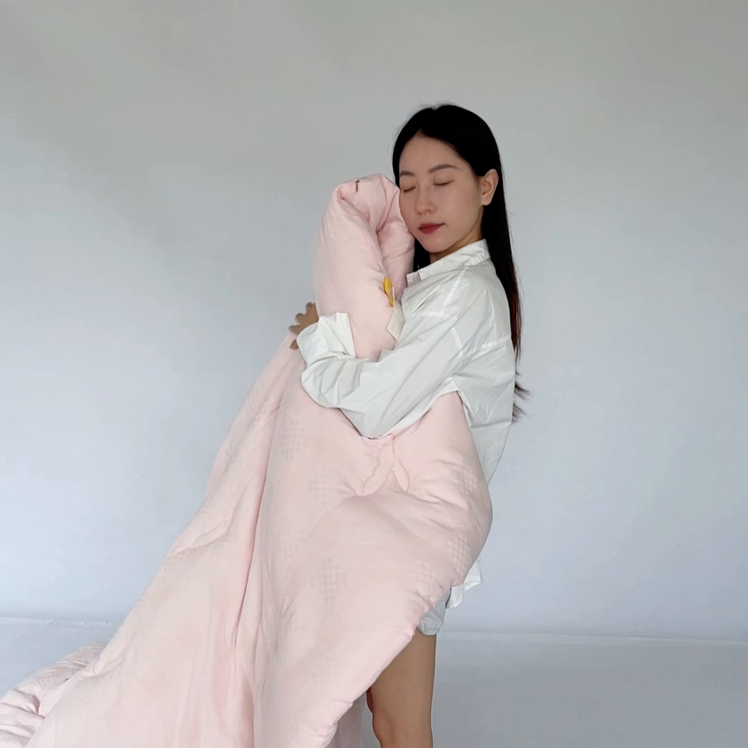 91家纺网 家纺一手货源 找家纺 VIP被业 2025新款华夫格全棉纯棉大豆被被子被芯 粉色