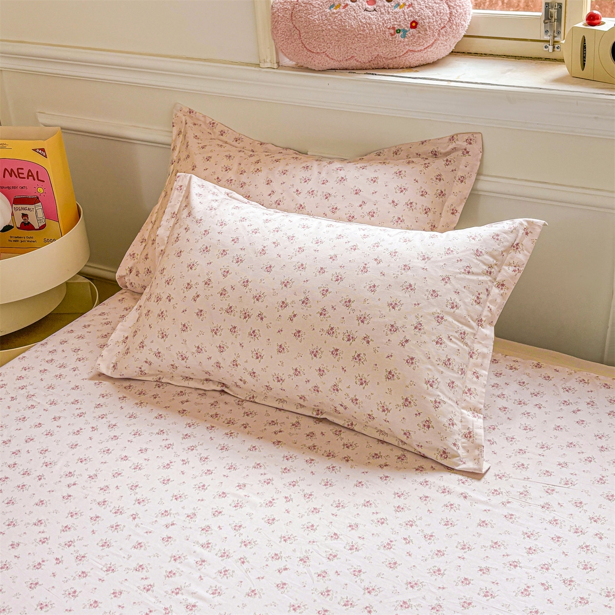 91家纺网 家纺一手货源 找家纺 花梦欣 2025新款全棉纯棉印花单品系列-多规格枕套单品枕套枕套单件 疏影梦境-粉