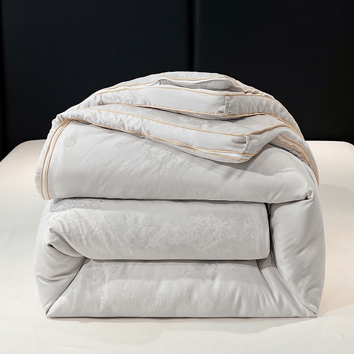 VIP被业 2025新款简约60S全棉纯棉提花立体大豆子母被被子被芯 灰色