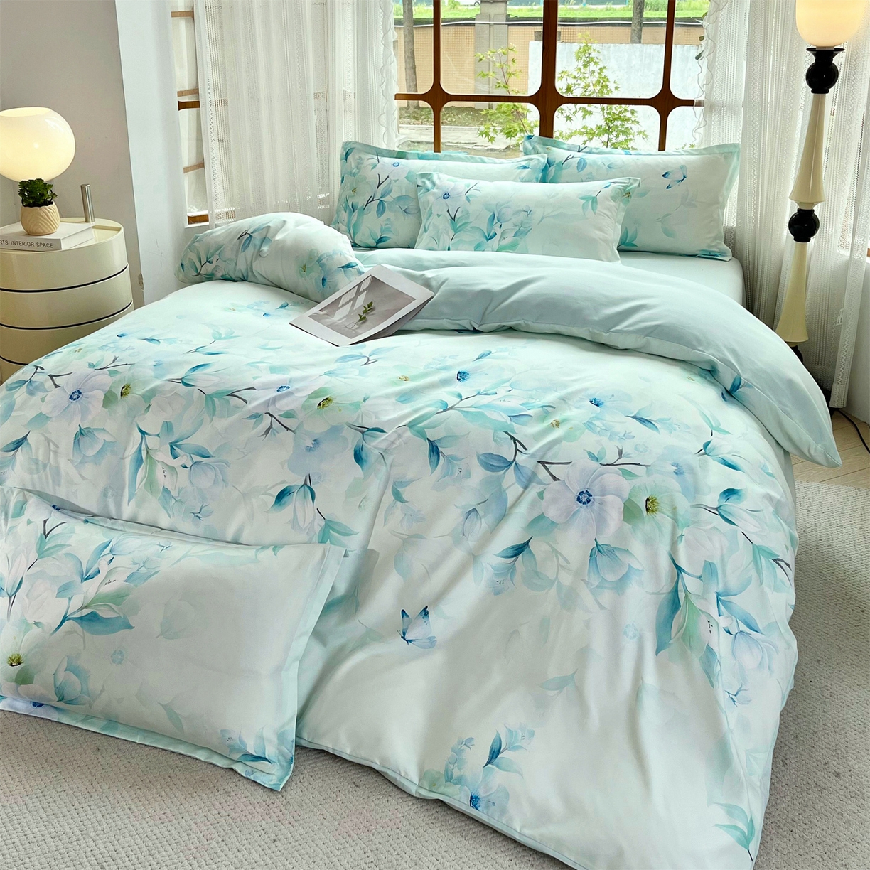 91家纺网 家纺一手货源 找家纺 佳宇轩 2025新款活性数码印花单人三件套双人四件套 一路生花