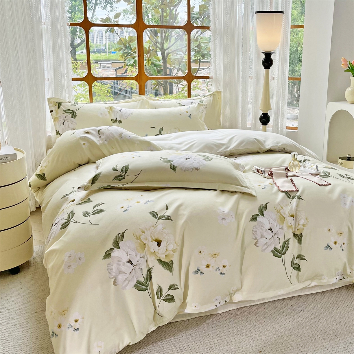 91家纺网 家纺一手货源 找家纺 佳宇轩 2025新款活性数码印花单人三件套双人四件套 春色满园