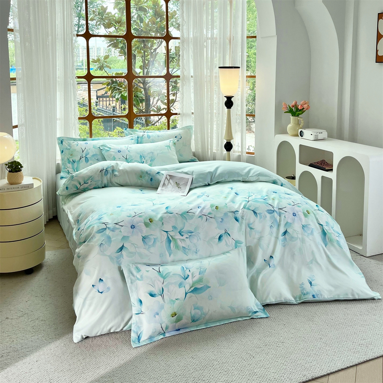 91家纺网 家纺一手货源 找家纺 佳宇轩 2025新款活性数码印花单人三件套双人四件套 一路生花