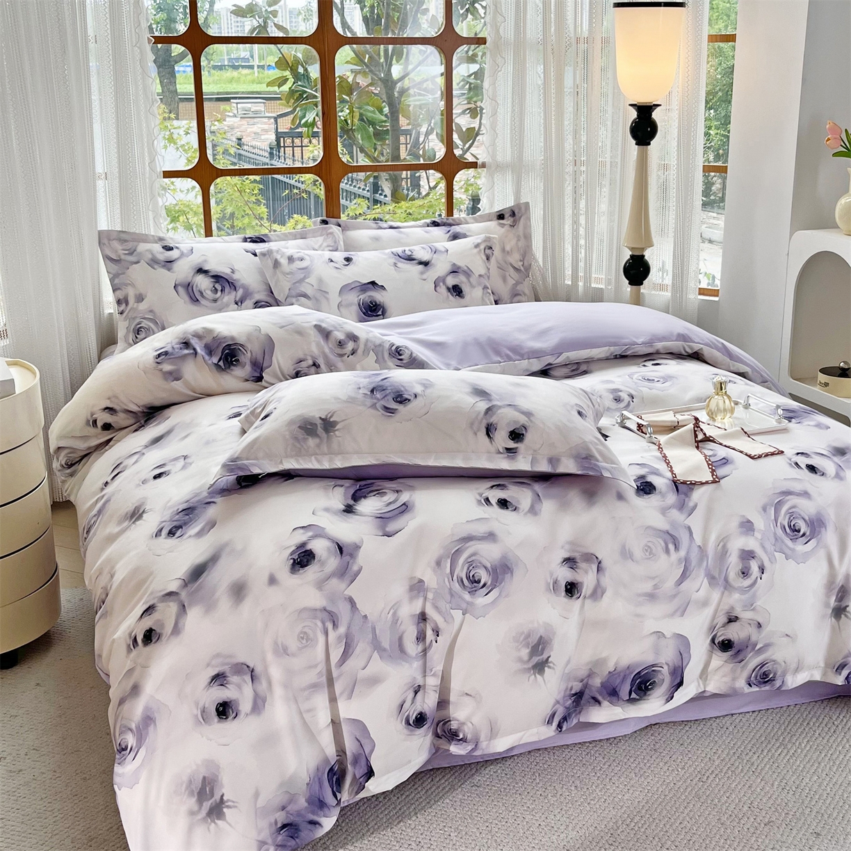 91家纺网 家纺一手货源 找家纺 佳宇轩 2025新款活性数码印花单人三件套双人四件套 空谷幽兰