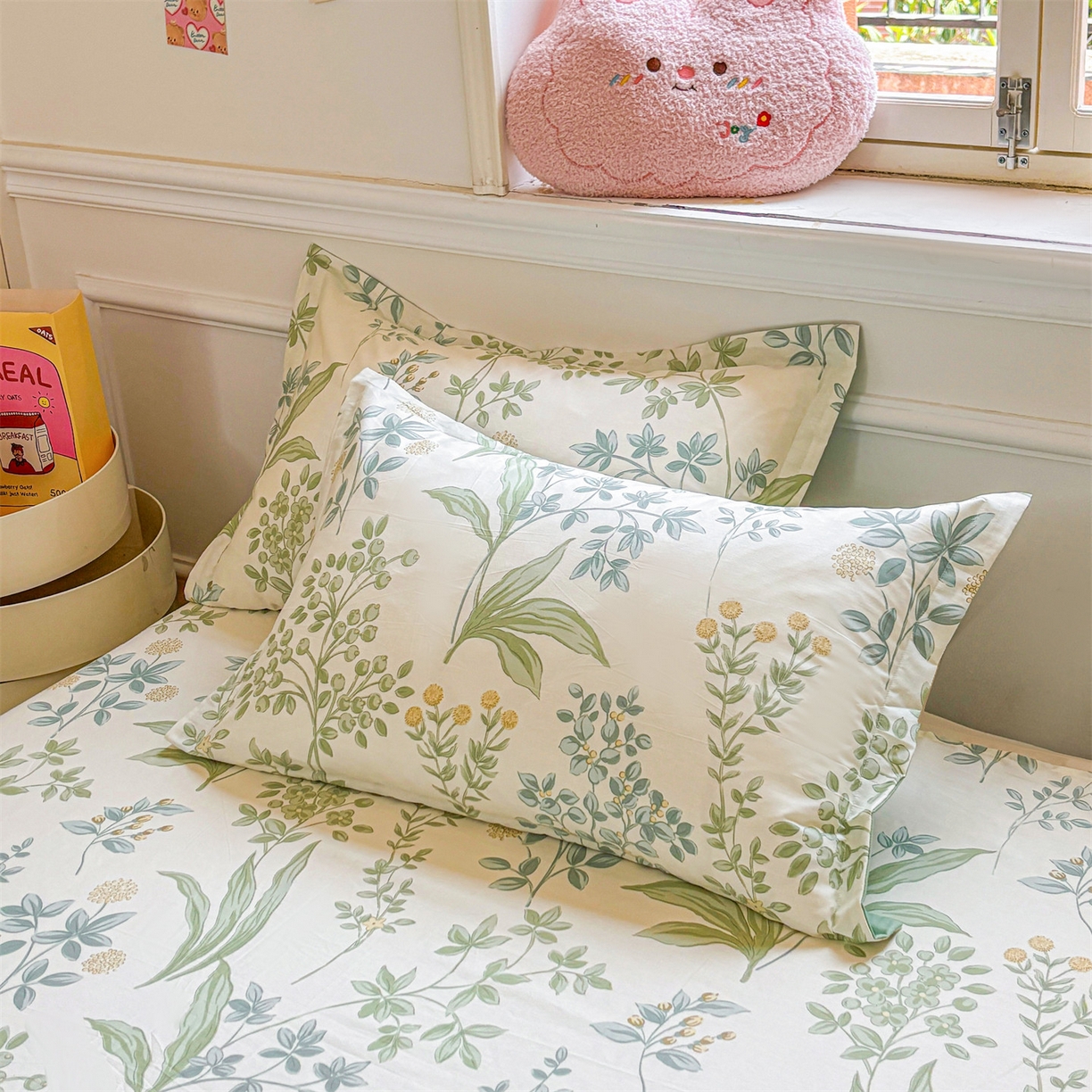 91家纺网 家纺一手货源 找家纺 花梦欣 2025新款全棉纯棉印花单品系列-多规格枕套单品枕套枕套单件 仙草