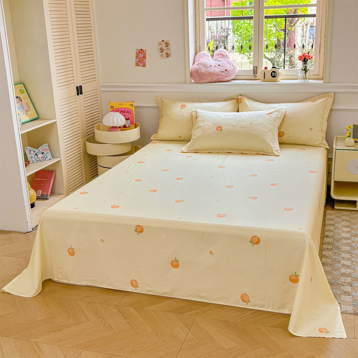 91家纺网 家纺一手货源 找家纺 花梦欣 2025新款全棉纯棉印花单品系列-多规格枕套单品枕套枕套单件 小橙橘