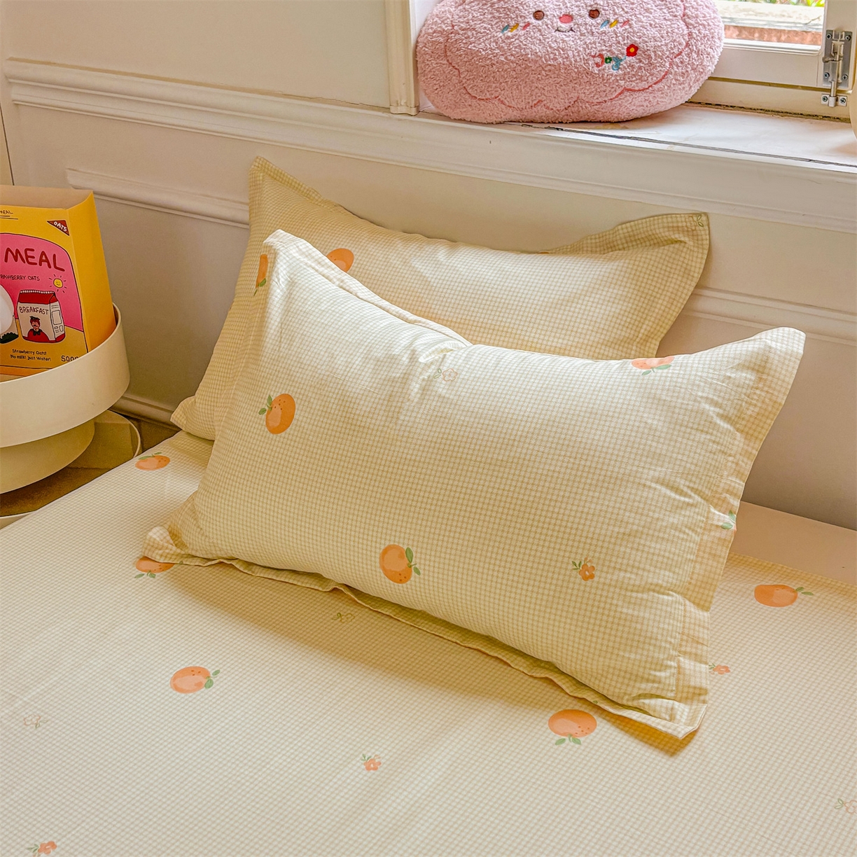 91家纺网 家纺一手货源 找家纺 花梦欣 2025新款全棉纯棉印花单品系列-多规格枕套单品枕套枕套单件 小橙橘