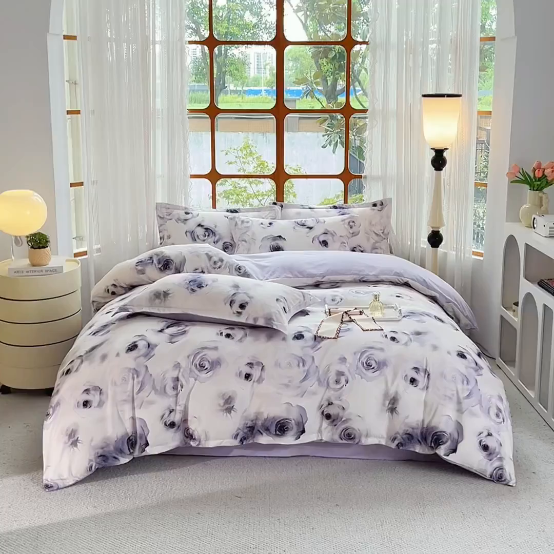 91家纺网 家纺一手货源 找家纺 佳宇轩 2025新款活性数码印花单人三件套双人四件套 空谷幽兰