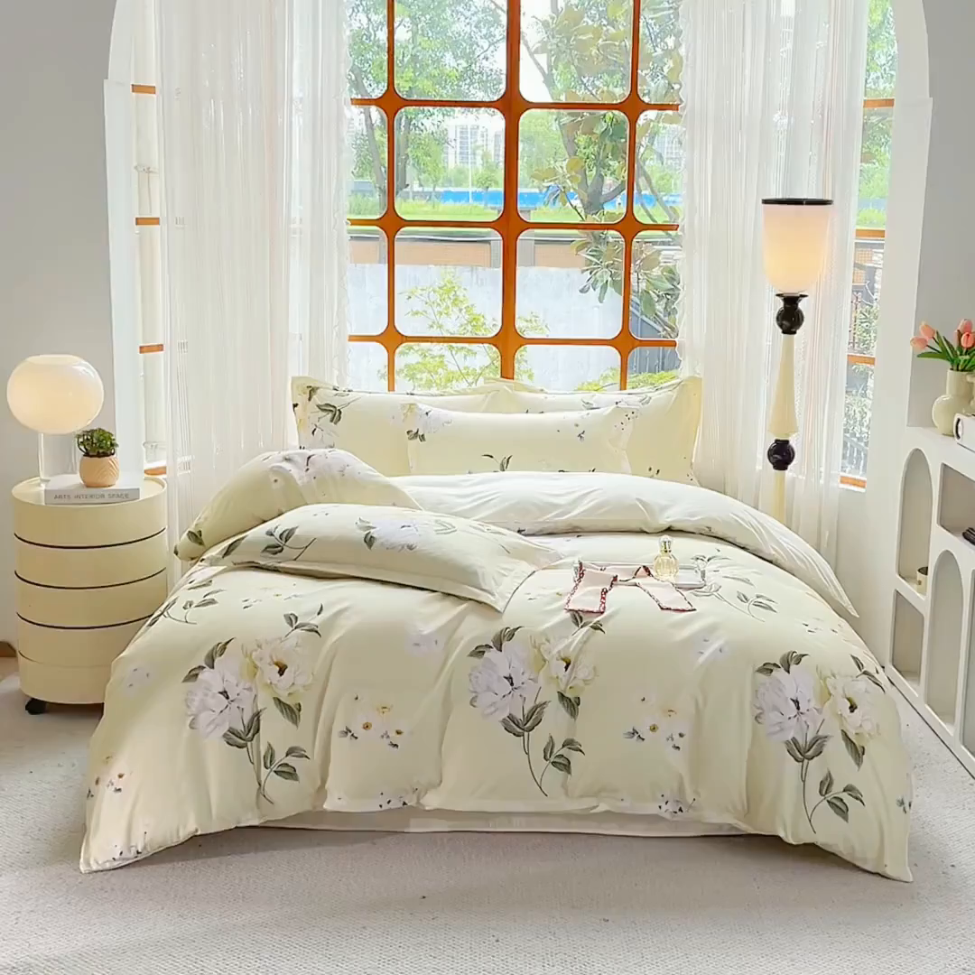 91家纺网 家纺一手货源 找家纺 佳宇轩 2025新款活性数码印花单人三件套双人四件套 春色满园