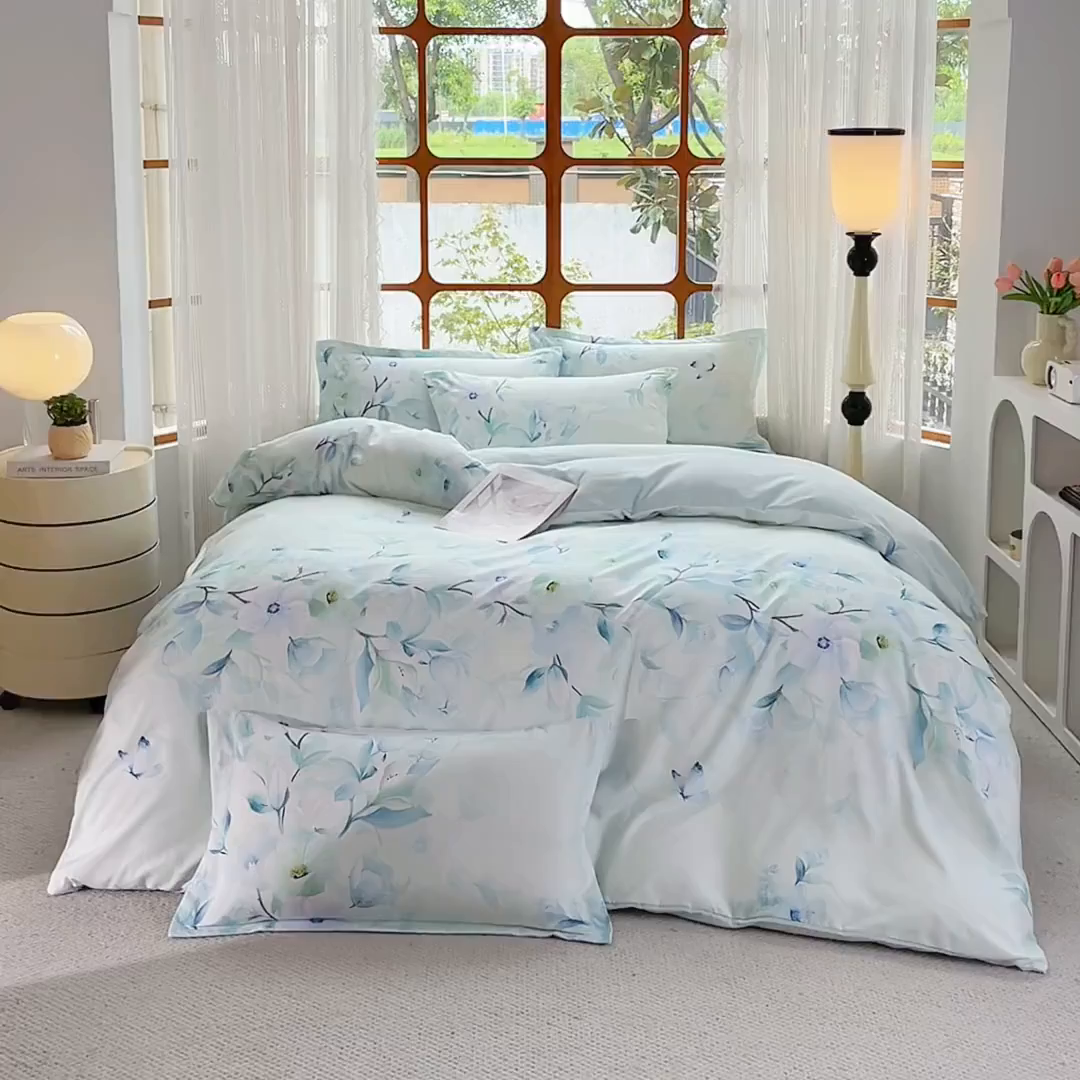 91家纺网 家纺一手货源 找家纺 佳宇轩 2025新款活性数码印花单人三件套双人四件套 一路生花