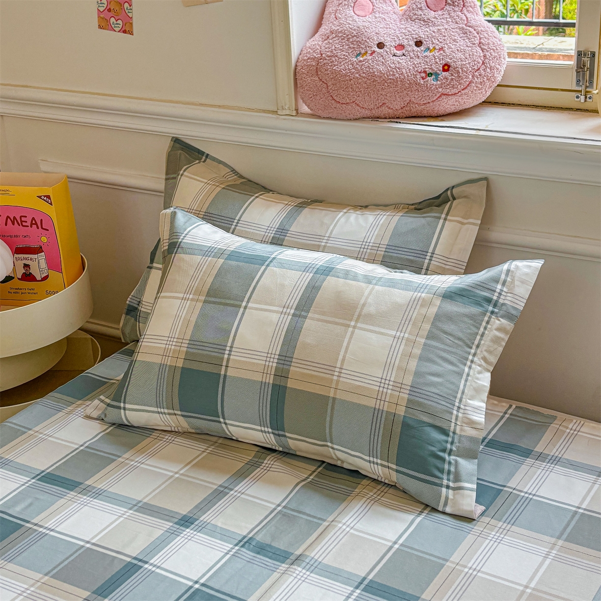 91家纺网 家纺一手货源 找家纺 花梦欣 2025新款全棉纯棉印花单品系列-多规格枕套单品枕套枕套单件 悬浮晶阵绿