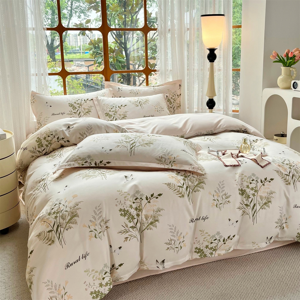 91家纺网 家纺一手货源 找家纺 佳宇轩 2025新款活性数码印花单人三件套双人四件套 忘忧草