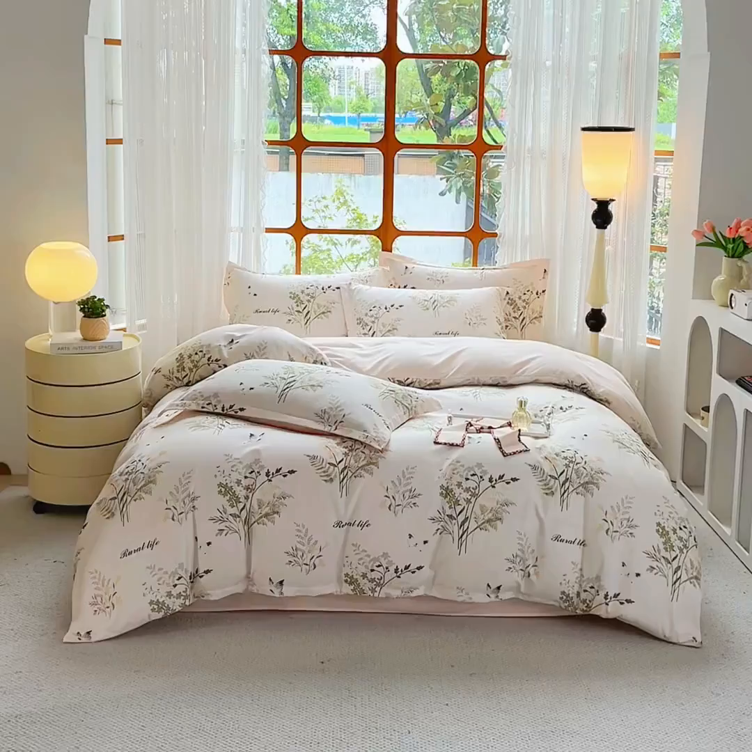 91家纺网 家纺一手货源 找家纺 佳宇轩 2025新款活性数码印花单人三件套双人四件套 忘忧草