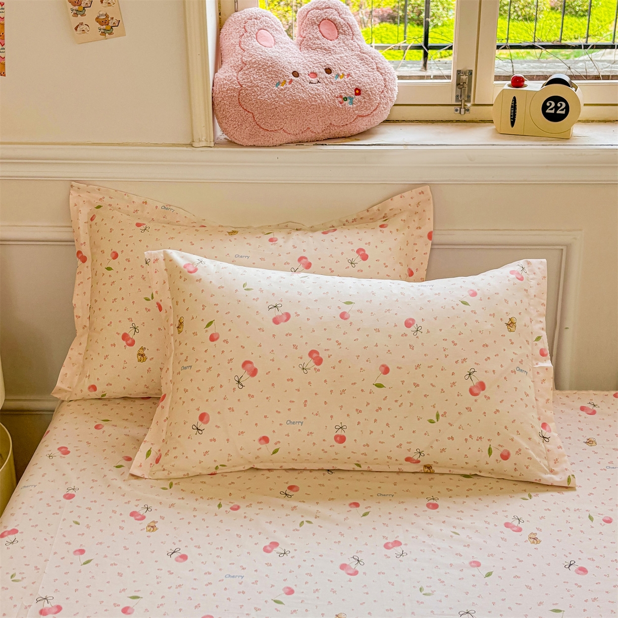 91家纺网 家纺一手货源 找家纺 花梦欣 2025新款全棉纯棉印花单品系列-多规格枕套单品枕套枕套单件 樱桃甜宠