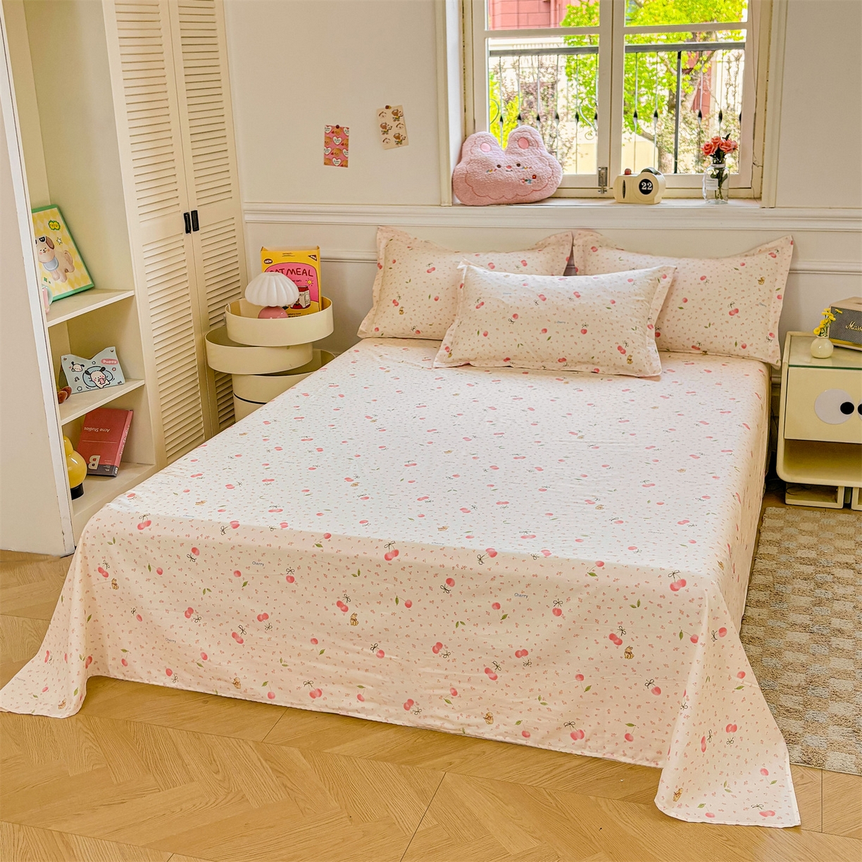 91家纺网 家纺一手货源 找家纺 花梦欣 2025新款全棉纯棉印花单品系列-多规格枕套单品枕套枕套单件 樱桃甜宠