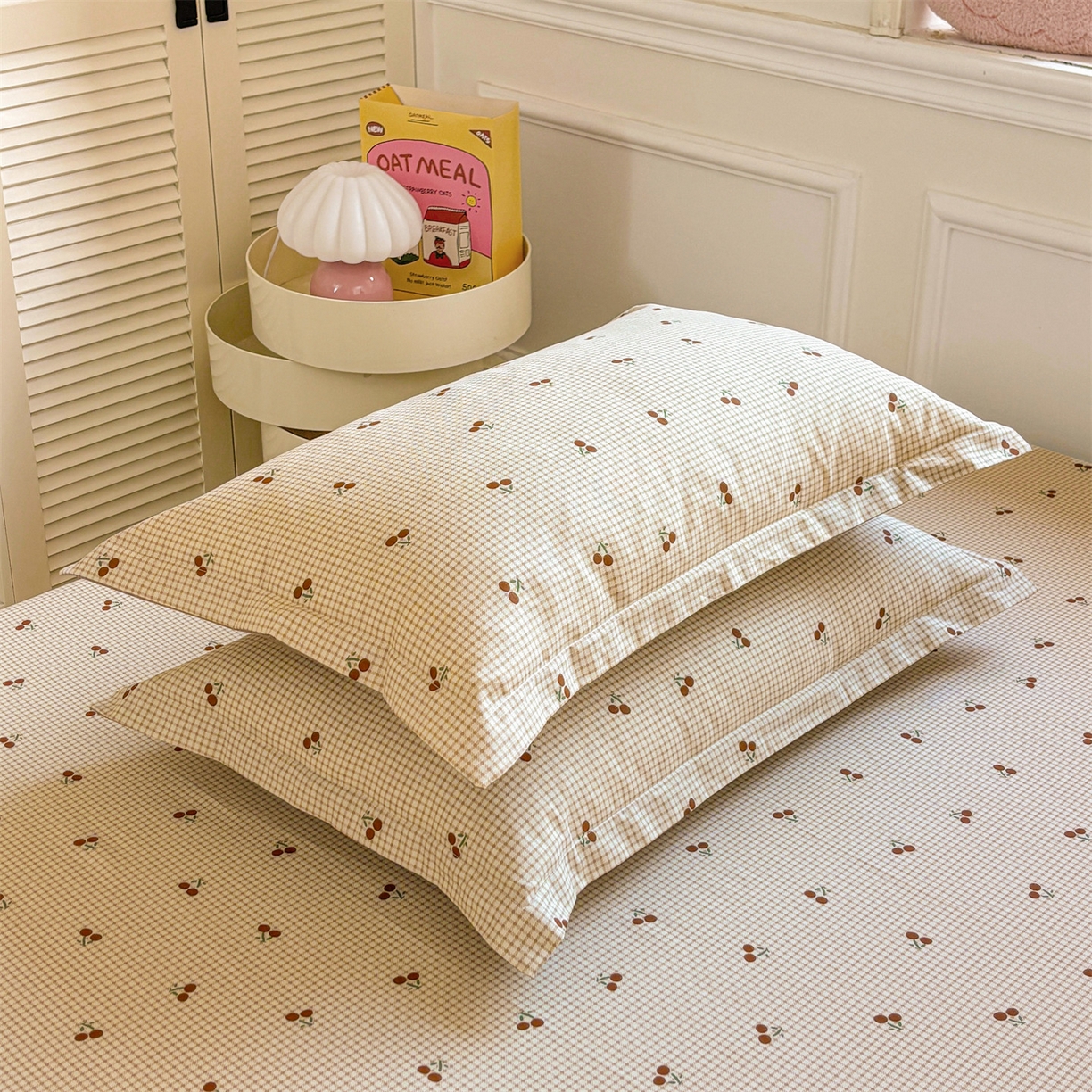 花梦欣 2025新款全棉纯棉印花单品系列-多规格枕套单品枕套枕套单件 樱姿米