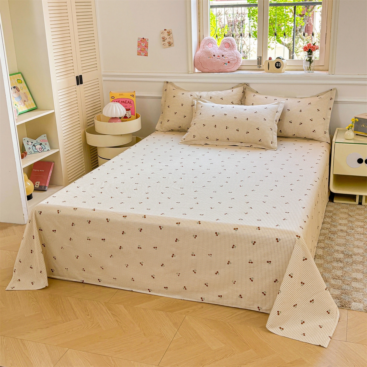 91家纺网 家纺一手货源 找家纺 花梦欣 2025新款全棉纯棉印花单品系列-多规格枕套单品枕套枕套单件 樱姿米