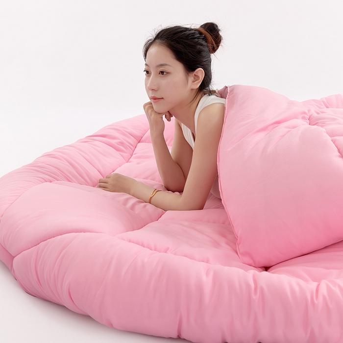 91家纺网 家纺一手货源 找家纺 VIP被业 2025新款简约纯色磨毛压被冬被被子被芯 粉色