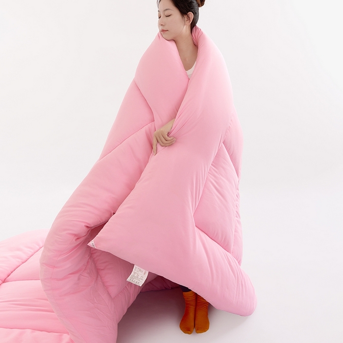 91家纺网 家纺一手货源 找家纺 VIP被业 2025新款简约纯色磨毛压被冬被被子被芯 粉色