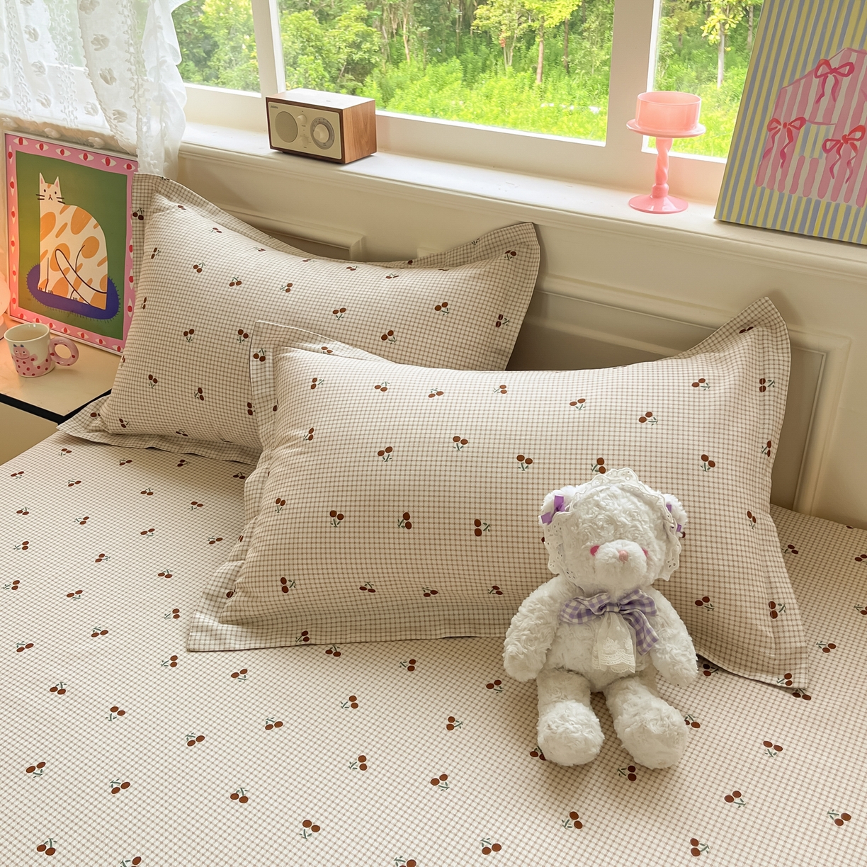 91家纺网 家纺一手货源 找家纺 花梦欣 2025新款全棉纯棉印花单品系列-多规格枕套单品枕套枕套单件 樱姿米